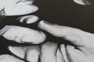 original John Lennon and Yoko Ono black and white painting canvas