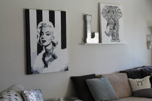 Maryilyn Monroe original painting in black and white FREE SHIPPING
