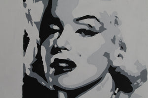 Maryilyn Monroe original painting in black and white FREE SHIPPING
