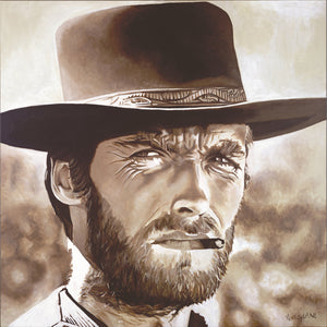 original - Man with No Name - FREE SHIPPING Clint Eastwood painting, The good, the bad, the ugly