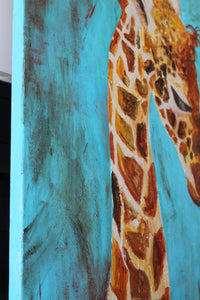 Young Love - original painting of giraffe mom and baby