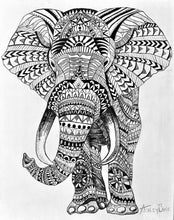 Load image into Gallery viewer, original Tribal Elephant Mandala ink painting on canvas
