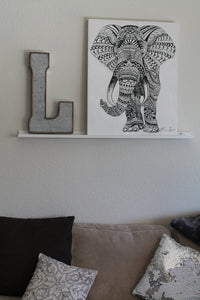 original Tribal Elephant Mandala ink painting on canvas