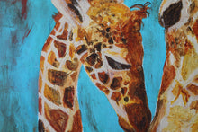 Load image into Gallery viewer, Young Love - original painting of giraffe mom and baby
