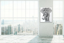 Load image into Gallery viewer, original Tribal Elephant Mandala ink painting on canvas
