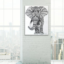 Load image into Gallery viewer, original Tribal Elephant Mandala ink painting on canvas

