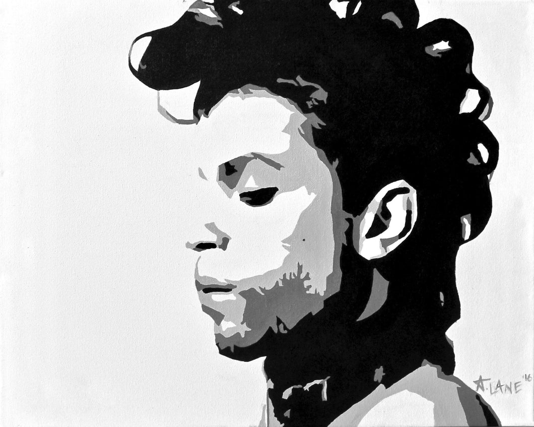 Prince original painting on canvas black and white
