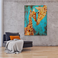 Load image into Gallery viewer, Young Love - original painting of giraffe mom and baby
