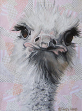 Load image into Gallery viewer, Giclee fine art print of original Ostrich oil painting &quot;fuzzy and fierce&quot;
