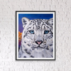 giclee fine art print of original snow leopard oil painting "Beast and Beauty"