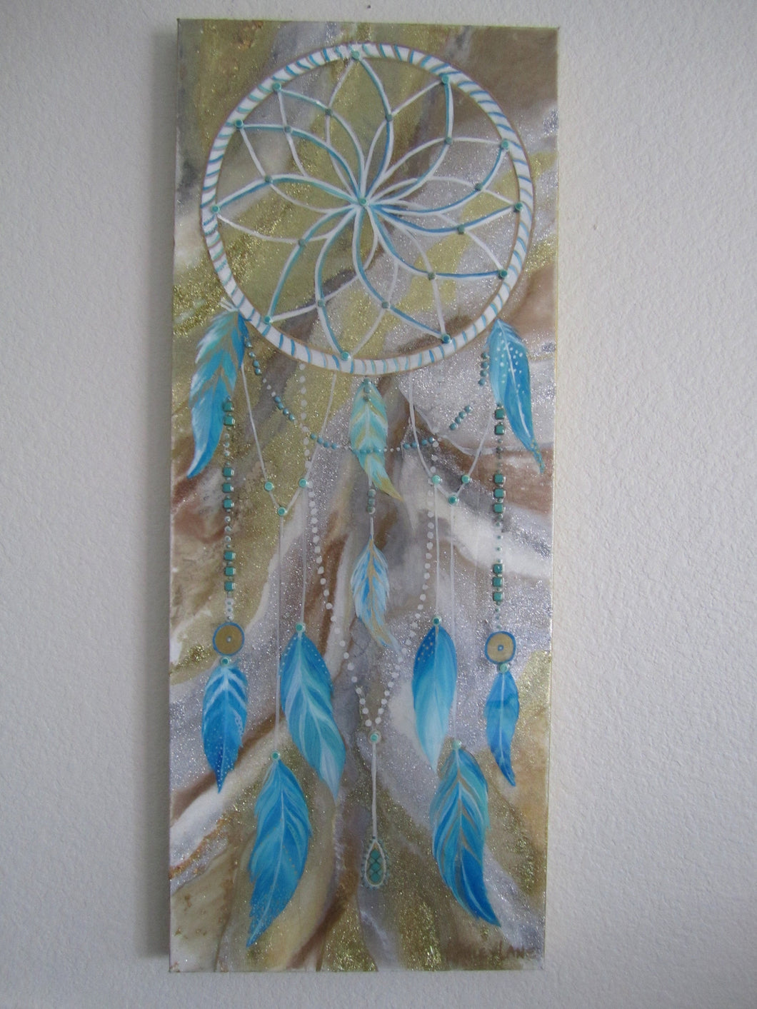 Sweet Dreams Resin Geode Dream Catcher Canvas Painting