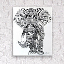 Load image into Gallery viewer, original Tribal Elephant Mandala ink painting on canvas
