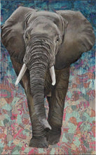 Load image into Gallery viewer, Giclee Print of original &quot;Emory&quot; Elephant Oil painting and collage on canvas by Ashley Lane
