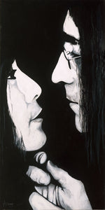 original John Lennon and Yoko Ono black and white painting canvas