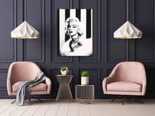 Load image into Gallery viewer, Maryilyn Monroe original painting in black and white FREE SHIPPING
