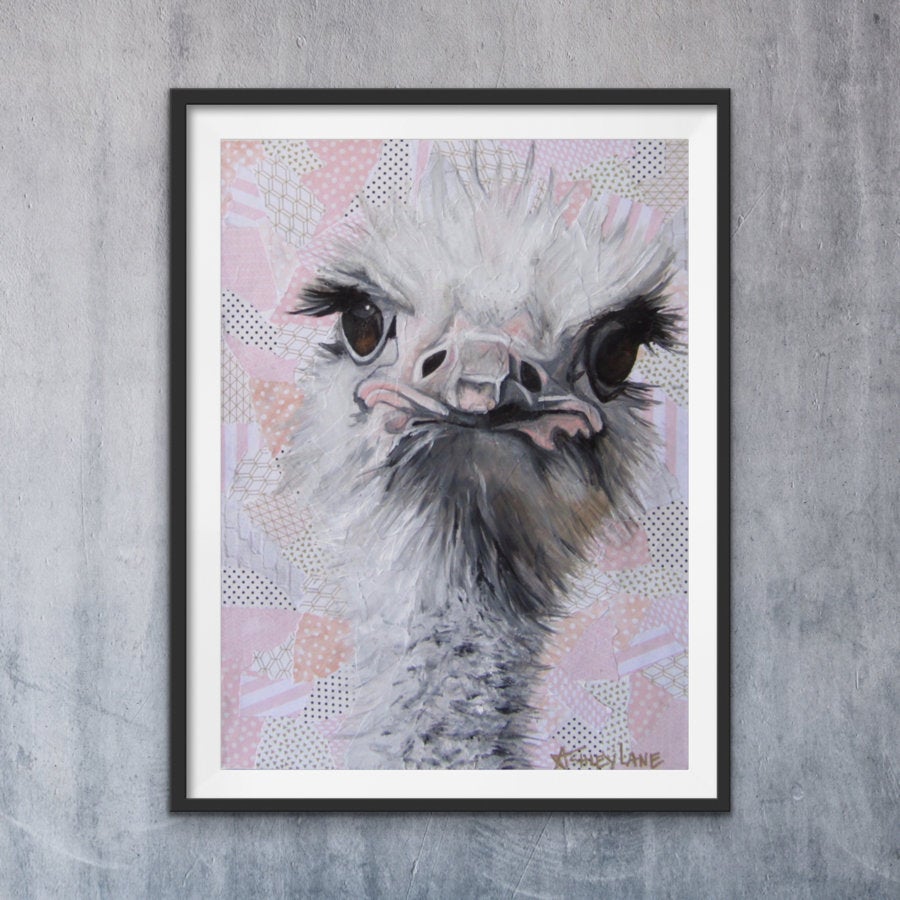 Giclee fine art print of original Ostrich oil painting 