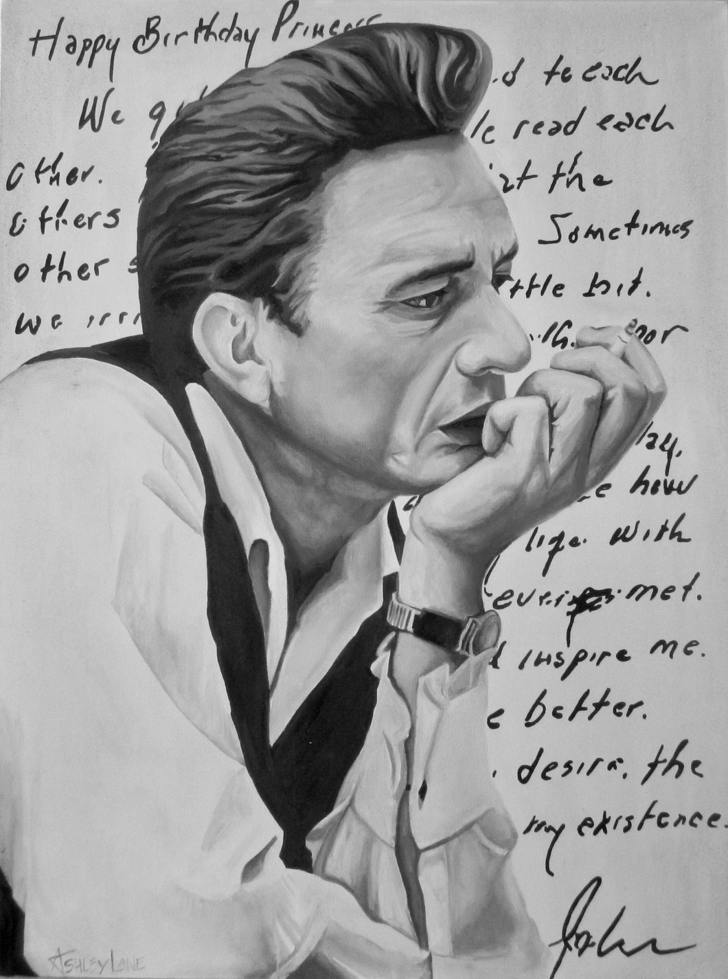 original oil painting of Johnny Cash named 