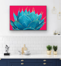 Load image into Gallery viewer, Turquoise Fire Desert Succulent Blue Agave Original painting by Art by Ashley Lane
