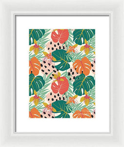 Jungle Floral Pattern  - Framed Print