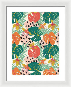 Jungle Floral Pattern  - Framed Print