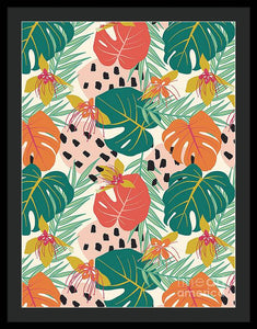Jungle Floral Pattern  - Framed Print