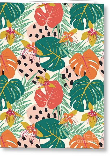 Jungle Floral Pattern  - Greeting Card