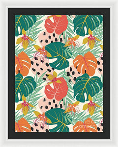 Jungle Floral Pattern  - Framed Print