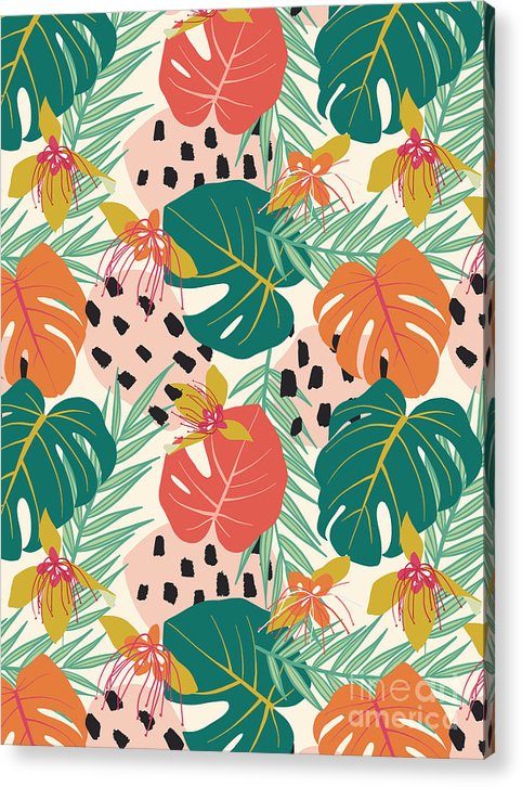 Jungle Floral Pattern  - Acrylic Print