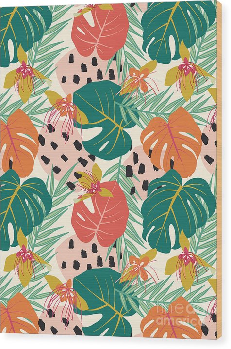 Jungle Floral Pattern  - Wood Print