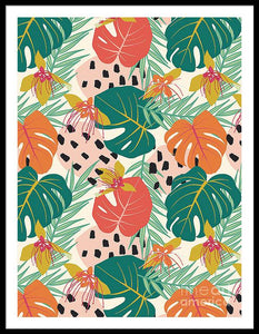 Jungle Floral Pattern  - Framed Print