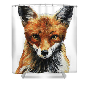 Mrs. Fox Oil Painting with White Background - Shower Curtain