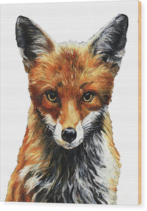 Mrs. Fox Oil Painting with White Background - Wood Print