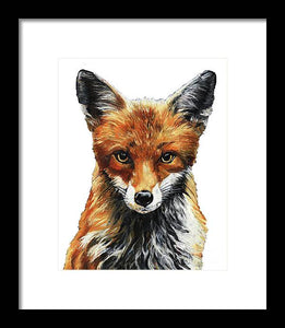 Mrs. Fox Oil Painting with White Background - Framed Print