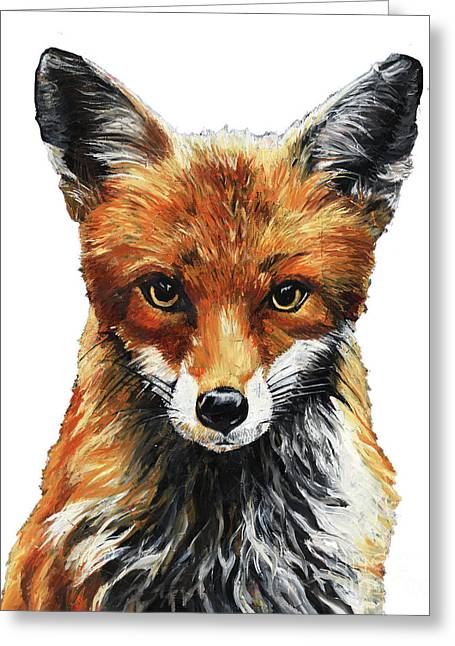 Mrs. Fox Oil Painting with White Background - Greeting Card