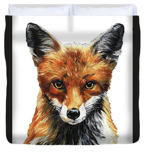 Mrs. Fox Oil Painting with White Background - Duvet Cover