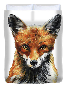 Mrs. Fox Oil Painting with White Background - Duvet Cover