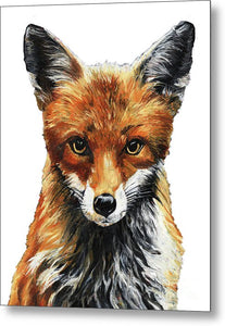 Mrs. Fox Oil Painting with White Background - Metal Print