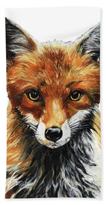 Mrs. Fox Oil Painting with White Background - Bath Towel