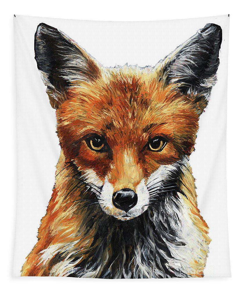 Mrs. Fox Oil Painting with White Background - Tapestry