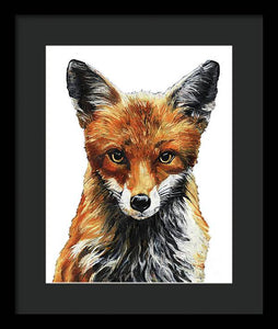 Mrs. Fox Oil Painting with White Background - Framed Print