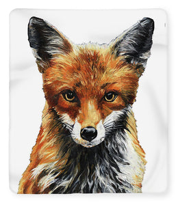 Mrs. Fox Oil Painting with White Background - Blanket