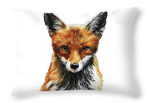 Mrs. Fox Oil Painting with White Background - Throw Pillow