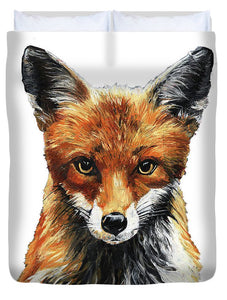 Mrs. Fox Oil Painting with White Background - Duvet Cover