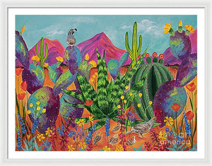 Quail Family Outing - Framed Print