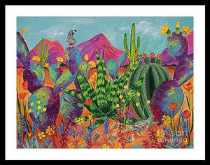 Quail Family Outing - Framed Print