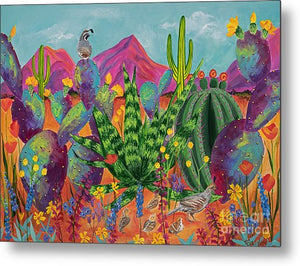 Quail Family Outing - Metal Print