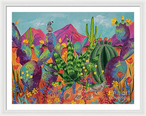 Quail Family Outing - Framed Print