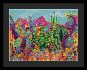 Quail Family Outing - Framed Print
