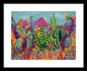 Quail Family Outing - Framed Print