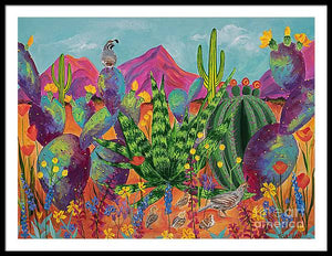 Quail Family Outing - Framed Print